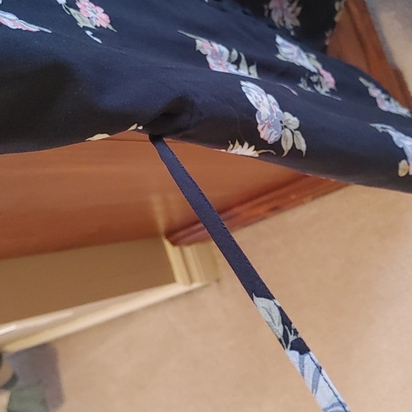 Abercrombie & Fitch Navy Blue Floral Sz M Button Front Dress - Picture 9 of 11